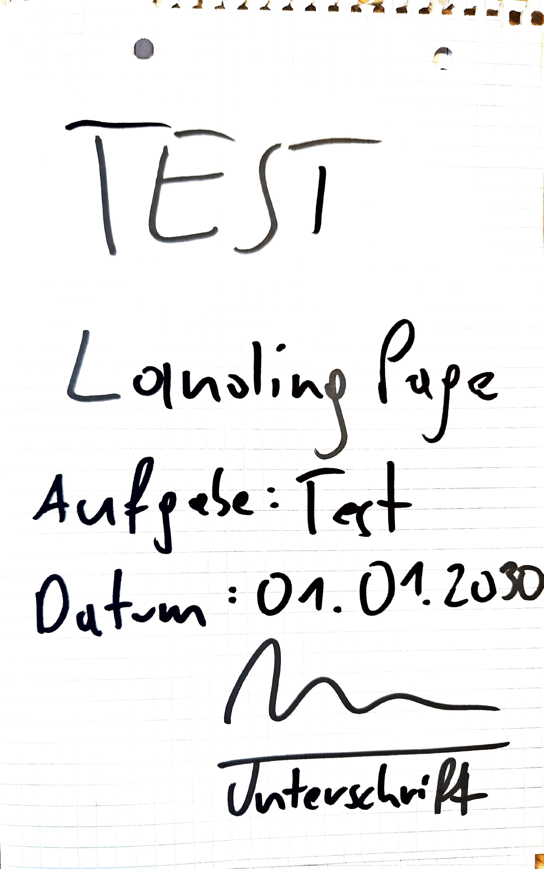 Handgeschriebener Montagezettel